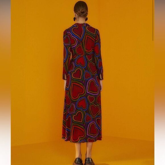 NWT Farm Rio Rainbow Wild Hearts Maxi Dress Small - Picture 5 of 16